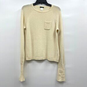 J. Crew Lambswool Cream Crewneck Sweater Long Sleeve